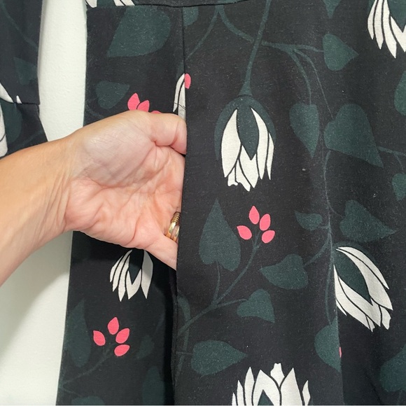 Kate Spade Black Dress Floral Bell Sleeve Size XS - Picture 3 of 8